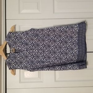 Sleeveless Tunic Top - Blue and White, Size S